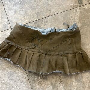 Khaki Star-Embellished Mini Skirt
